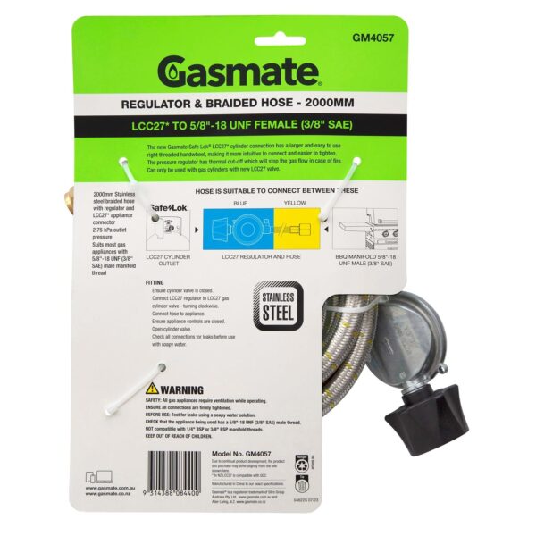 gasmate hose regulator braided pack reverse GM4057