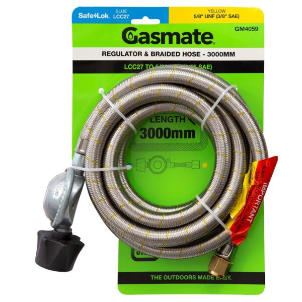 gasmate regulator and braided hose 3000mm pack GM4059