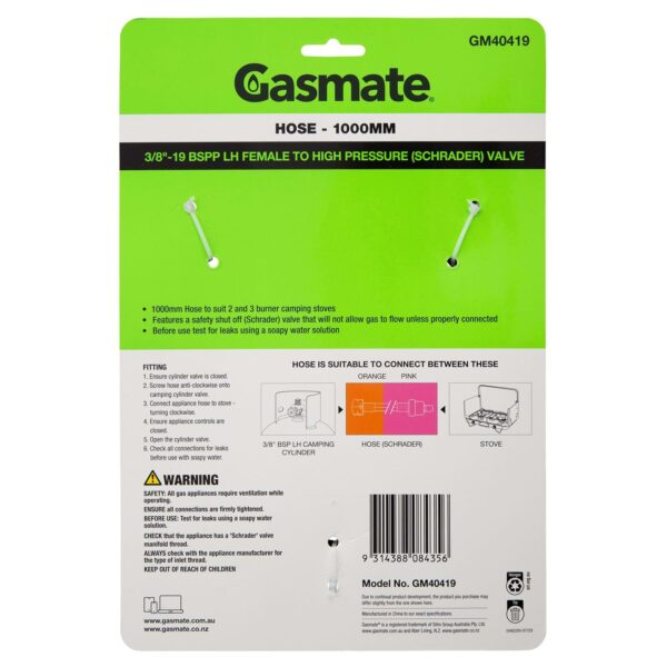 gasmate camping cooker hose pack reverse GM40419